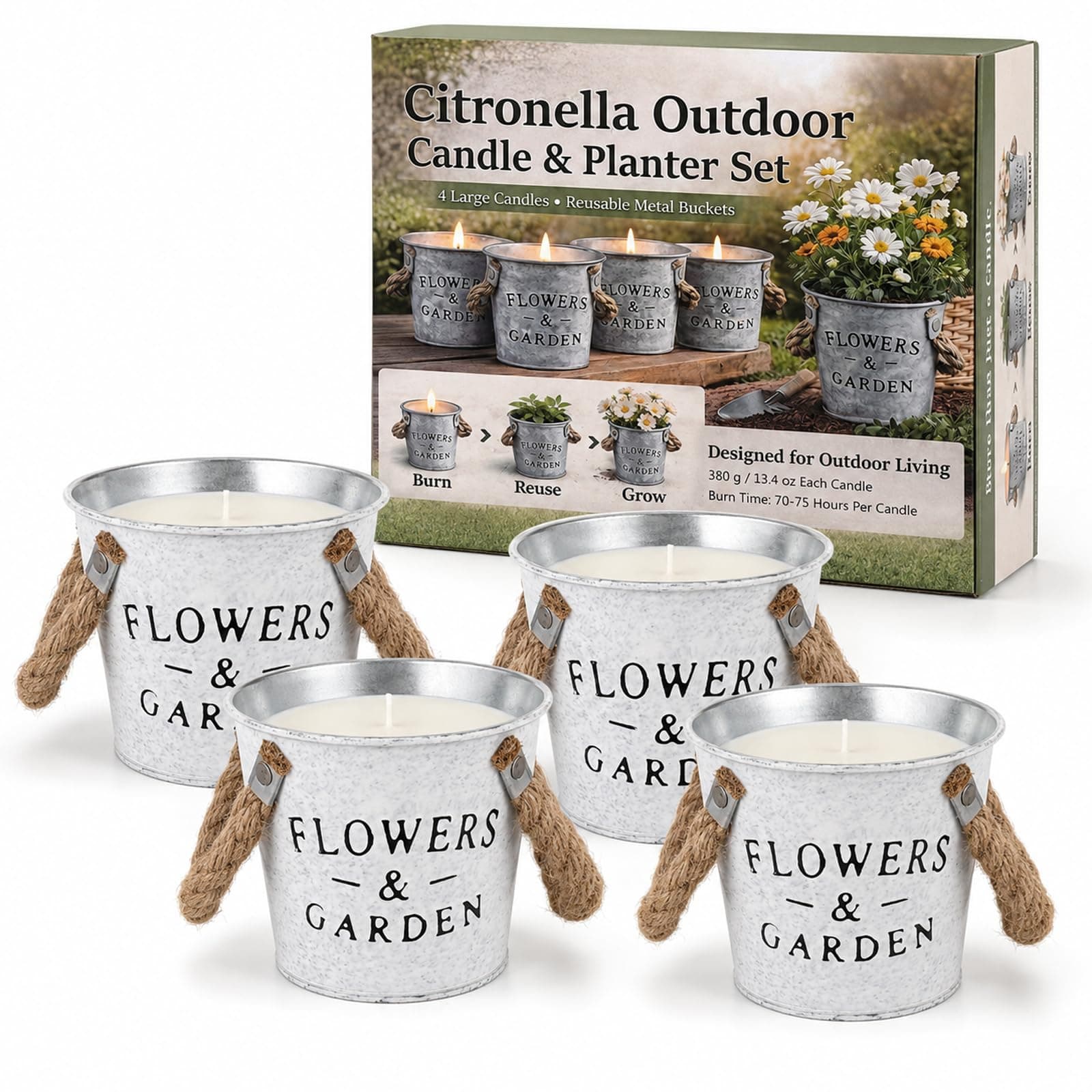 Citronella Candles Outdoor, 50oz Citronella Candle for Patio, Garden, Yard, Balcony Backyard & Camping,Total 300Hours Burning Large Summer Outdoor Candles 4 Pack 4Pack Citronella